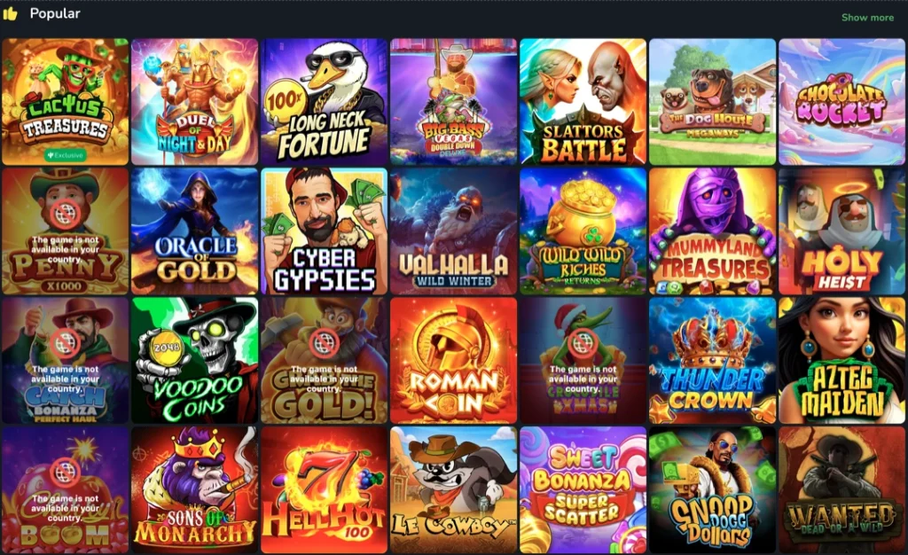 Игры на Cactus Casino